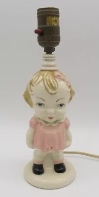 Vtg Johnson Lazare Hand Painted Ceramic Little Girl Child Figural Lamp • $13.99