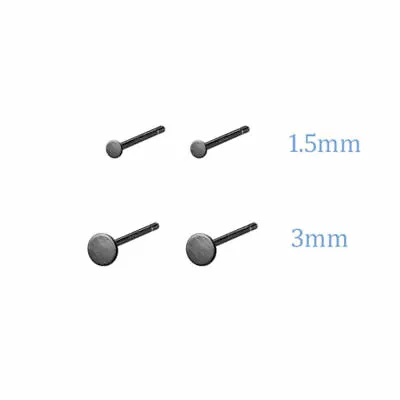 Men Tiny Black Round Flat 925 Sterling Silver Stud Earrings A1066 • $8.99