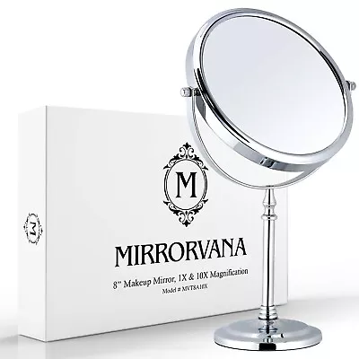 MIRRORVANA Large Double Sided 10X And 1X Magnifying Makeup Mirror With Stand ... • $32.99