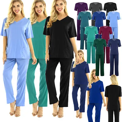£13.65 • Buy Men Women Scrubs Uniform Doctor Nurse Medical Healthcare Hospital Workwear