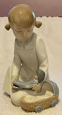 Zaphir By Lladro Girl With Doll Pretending In Excellent Condition • $35