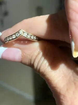 $199 • Buy 10k Yellow Gold V Shape Diamond Ring .50ctw Sz 6.25. Sparkly Stones.
