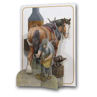 Pictoria Press 3D Pop Up Horse & Blacksmith Greeting Card Any Occasion Birthday • £3.25
