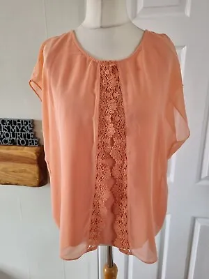 Laura Ashley Chiffion &lace Drop Shoulder Top Uk16 Bnwt Holiday Wardrobe Staple • £18.50