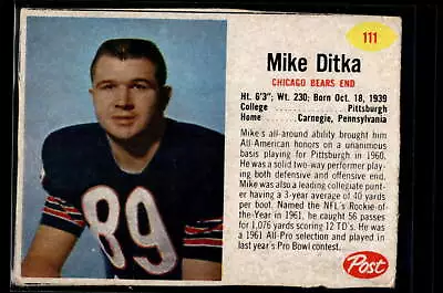 1962 Post Football MIKE DITKA #11 Rare Vintage BEARS HoF • $16.50