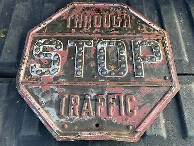Antique Vintage Glass Marble Reflector Stop Sign • $500
