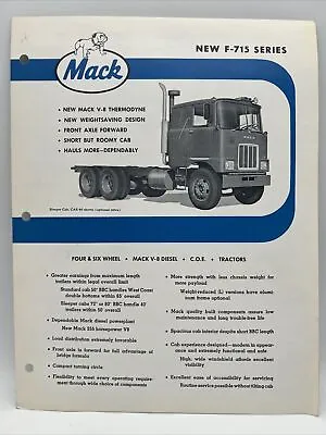 1964 MACK MODEL F-715 COE Thermodyne V-8 Axle Forward Tractor Truck Brochure • $32