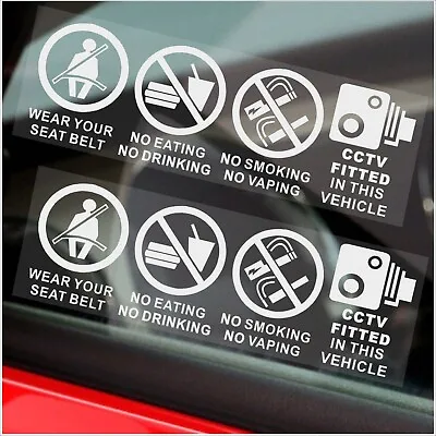 £2.86 • Buy 2 X Stickers Vehicle No Smoking Vaping Eating Drinking CCTV Seat Belt Window T4