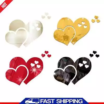 3D Mirror Wall Stickers Love Heart Decal DIY Home Bedroom Art Decor ? • £4.10