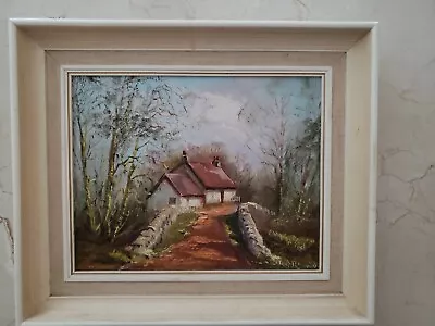 Vintage 1980 The Bridge By Jack R Mould (1925-1998) Oil Painting Signed & Framed • $85.49