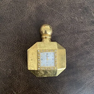 Vintage Miniature Quartz Gold Design Desk Clock Untested Collectable • $10