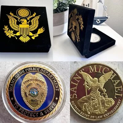 MIAMI-DADE Police Department To Protect And  Serve Challenge Coin W/ Velvet Case • $19.99