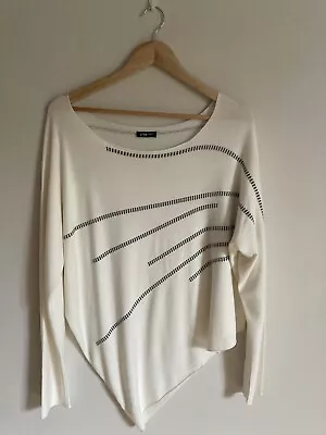 Crea Concept Cream / Grey Asymmetric Jumper Size 40 UK 12 Generous Fit • £26.50