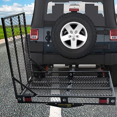 LUCKYERMORE Trailer Hitch Cargo Carrier Folding Mobility Wheelchair Ramp Scooter • $239.99