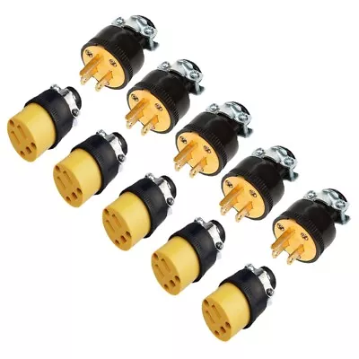 5PC Male&5PC Female Extension Cord Replacement Electrical End Plugs 15AMP 125V • $17.99