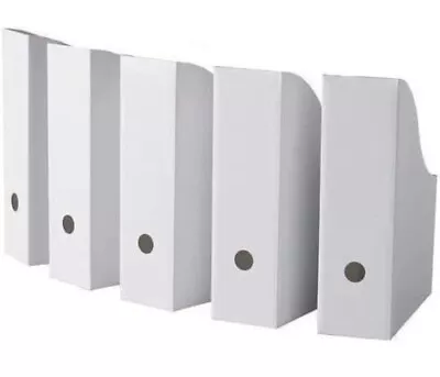 Royal 50 White Magazine File Holders Storage Boxes 12 1/4 H X 3 1/2 W X 9 3/4 D • $30.81