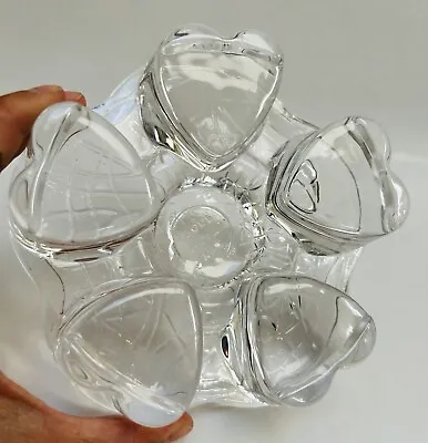 Tea Pot Warmer Clear Glass Heart Shaped Heavy 5” T&Z Needs Candle • $30