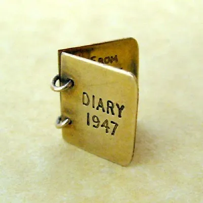 Vintage English 9ct Yellow Gold 1947 Diary Booklet Charm Engraved John To Alice • $195