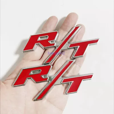 2X For R/T Side Fender Emblem RT Badge Sticker Red Silver Car OEM# Nameplate • $13.92