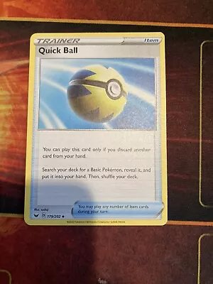 $1.05 • Buy Pokemon - Quick Ball - 179/202 - Uncommon - Sword & Shield - NM/M