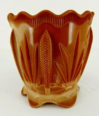 Antique Greentown Chocolate Carmel Slag Glass Cactus COOKIE JAR - No Lid • $59.60