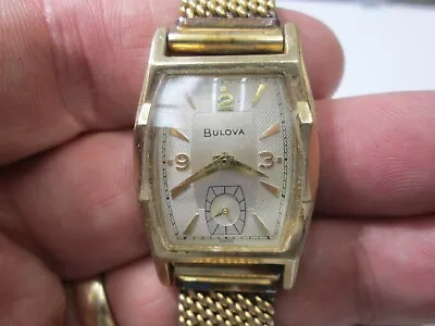 MENS BULOVA FANCY GOLD FILLED TOP STAINLESS BACK Running WRIST Watch • $9.99