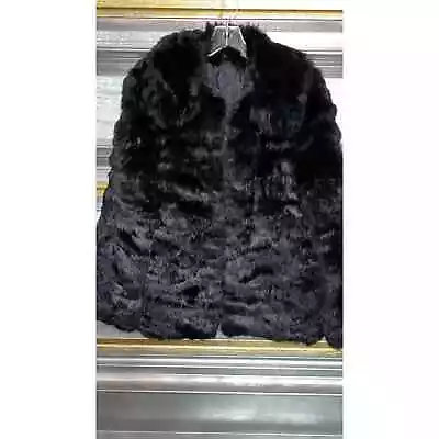 Vintage Unique Rabbit Fur Black Coat Size Small • $150