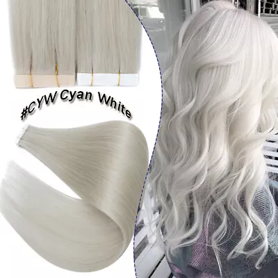 Thick 200g 80pcs Tape In Remy Human Hair Extensions Skin Weft FULL HEAD BLONDE F • $23.41
