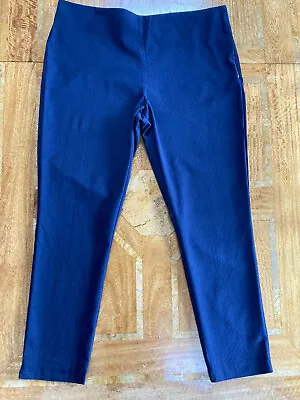 F&F Navy Blue Jacquard Crop Trousers UK 16 • £9