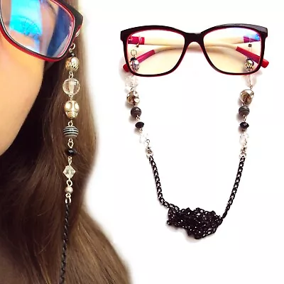 Eyeglass Chain Gothic Skull Lanyard Beaded Necklace Sunglasses Holder For Women • $19.90