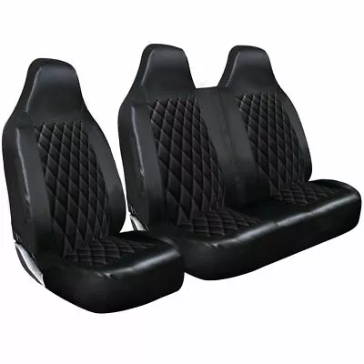 Mercedes Vito (2003 On) - Deluxe Black Quilted Diamond Leather Van Seat Covers • $30.49