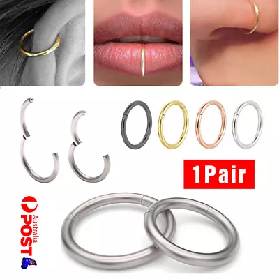 $4.01 • Buy 1Pair Seamless Hinged Segment Sleeper Clicker Ring Hoop Ear Lip Nose Earrings