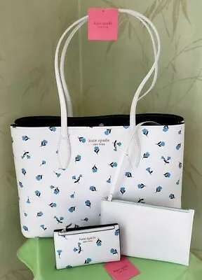 KATE SPADE ALL DAY DAINTY BLOOM TOTE W/WRISTLET POUCH &/or BIFOLD WALLET:NWT  • $177.95