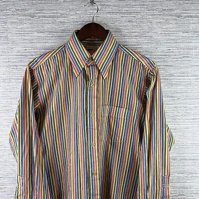 VINTAGE 70s Shirt Mens Medium Striped Button Up Retro Hippie Disco Adult MCM • $28.88