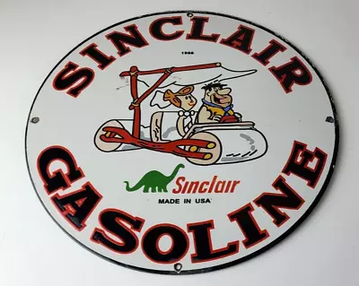 Vintage Sinclair Gasoline Porcelain Sign - Flintstones Advertising Gas Pump Sign • $146.47