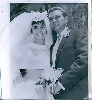 1959 Margaret O'Brien Harold Robert Outside Church Wedding Actor 7X9 Press Photo • $19.99