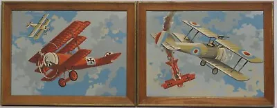 Paint-by-Number Vintage Pair Framed Prints British/German WW1 War Plane Airplane • $75