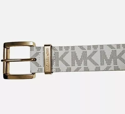 MICHAEL KORS Women's MK Logo Signature Belt Vanilla/Gold Tone 553143C SIZE-S • $10.60