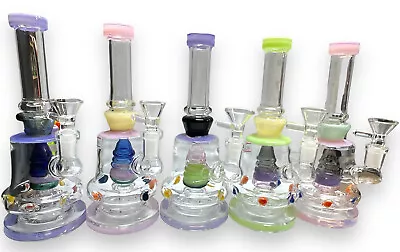 8'' Smoking Hookah Water Pipe Heavy Glass Bong Bubbler Shisha Pyramid Perc Color • $29.99