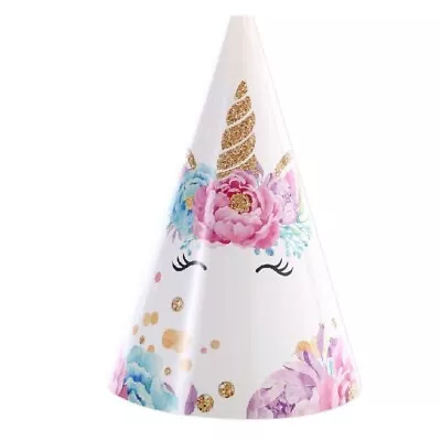 8pcs Unicorn Party Hats 21cm Party Supplies Kids Girls Birthday Decoration • $9.99