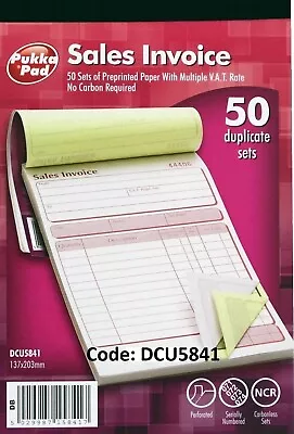 Duplicate Sales Invoice Book NCR Carbonless Preprinted 50 Sets Serially Numbered • £4.99