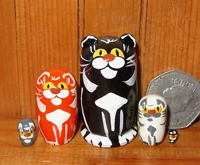 Slight Seconds BLACK MINIATURE CATS Nesting Russian Dolls Matryoshka Tiny Cat 5  • £12.99