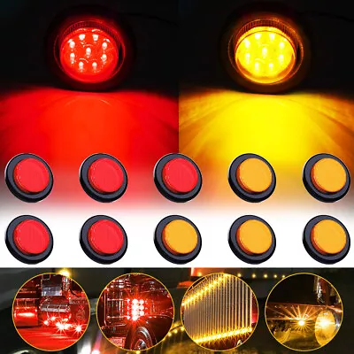 Marker Lights 2  LED Rock Truck Trailer Round Clearance Side Light Amber 10x US • $26.99