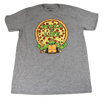 Teenage Mutant Ninja Turtles Mens Michelangelo Pizza Is Life Gray Shirt New 3XL • $7.99