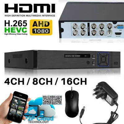 £46.90 • Buy Smart CCTV DVR Recorder 4 8 16 Channel AHD 1080N/1080P Video HD VGA HDMI BNC UK