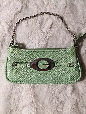 Women's Vintage Guess Green Faux Snakeskin Clutch • $15