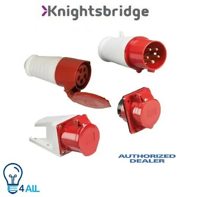415v 16a 5 Pin Red Industrial Plugs & Sockets 3 Phase 3p+n+e Ip44 Male/female • £8.80