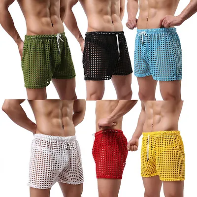 £12.71 • Buy Hot Mens Transparent Mesh Sheer See Through Boxer Briefs Shorts Pants Underwear