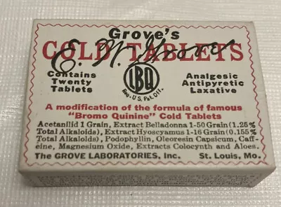 Vintage Cold Medicine Box  Groves. Great Shape.  Ready To Repurpose Or Display! • $2.99