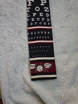 VTG Rooster Brand Necktie Square End EYE CHART Design Maroon Green Unique • $6.99